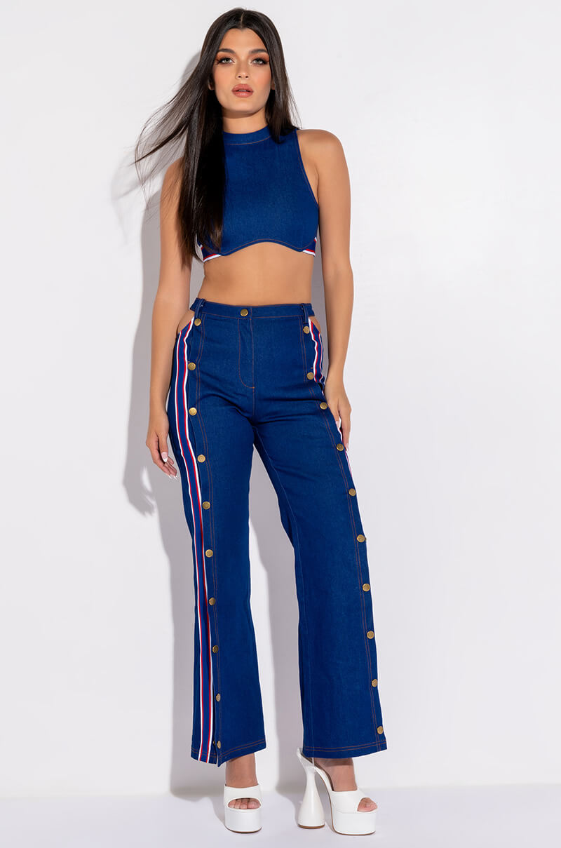 RUN IT UP WIDE LEG DENIM JEANS