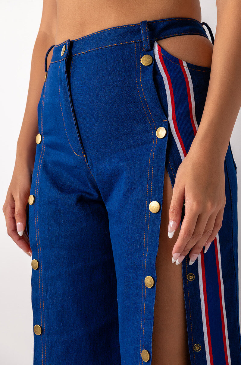 RUN IT UP WIDE LEG DENIM JEANS
