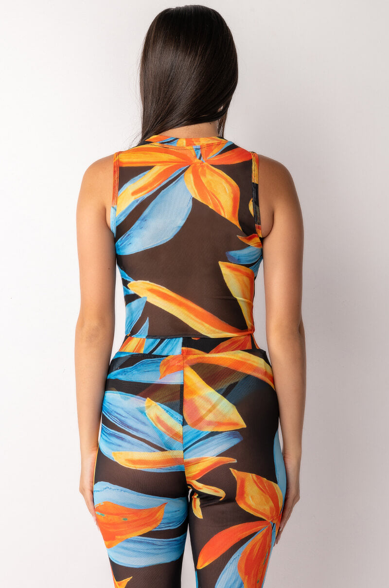RUN TO THE SUN SLEEVELESS MESH BODYSUIT