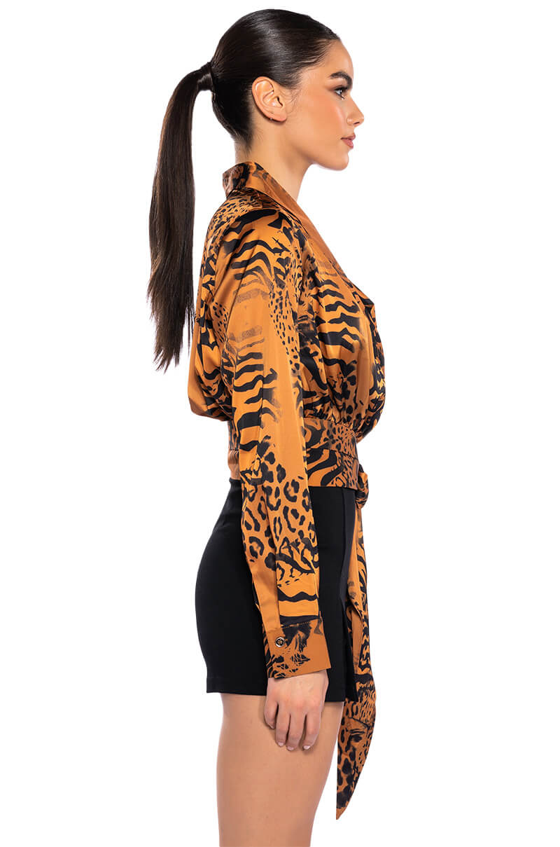 SAFARI SATIN PRINTED BLOUSE