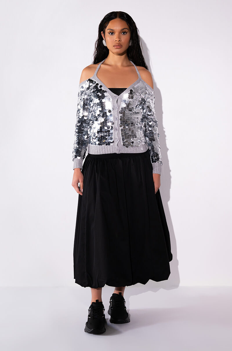 SATISFY ME SEQUIN COLD SHOULDER TOP