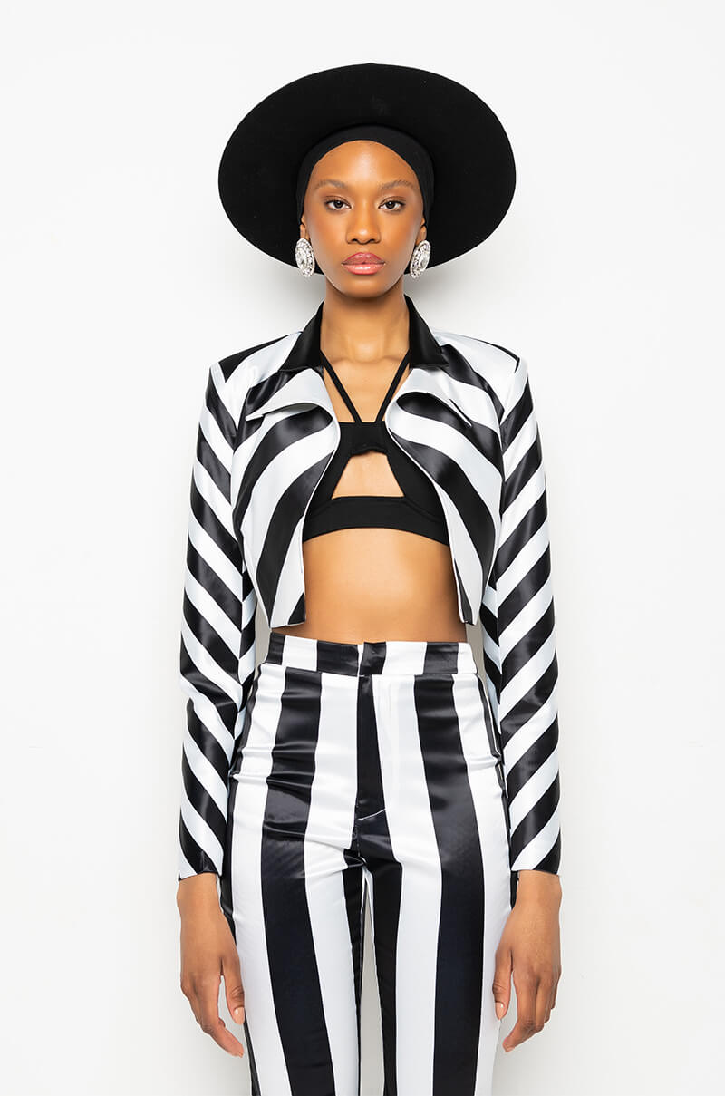HEIDI OPEN BACK STRIPE BLAZER