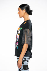 SCRAPBOOK EMBELLISHED SLEEVES TSHIRT