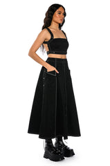 SECRET ADMIRER DENIM MAXI SKIRT