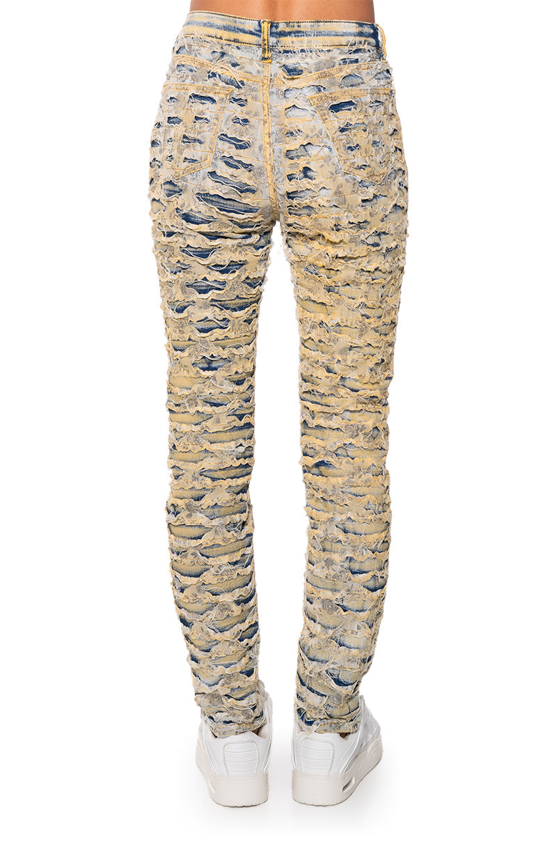 SERENA DESTRUCTION STRETCHY SKINNY JEANS MID RISE