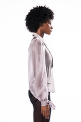 SENTIMENTAL MOOD CHIFFON SLEEVE FITTED BLAZER
