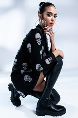 SERVING LOOKS IN THIS FASHION BLAZER WITH RHINESTONE SKULLS