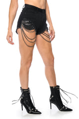 SEXY CHAIN DENIM SHORTS