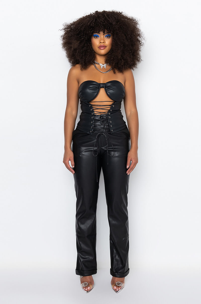 SEXY LIL THANG FAUX LEATHER CORSET