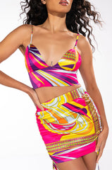 SEYCHELLES SATIN RUCHED MINI SKIRT