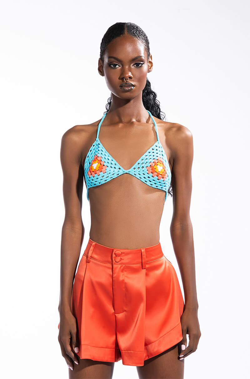 SEYCHELLES SUN CROPPED CROCHET CARDIGAN SET