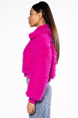 SHAGGY FAUX FUR ZIP UP JACKET