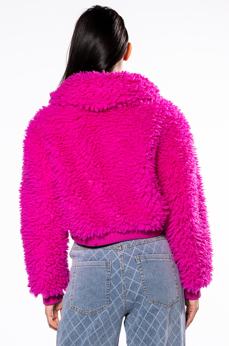 SHAGGY FAUX FUR ZIP UP JACKET
