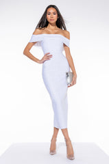 SHE IS EXTRA RHINESTONE BANDAGE MAXI DRESS