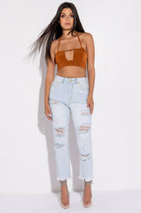 BENVENUTO HIGH RISE DISTRESSED MOM JEANS