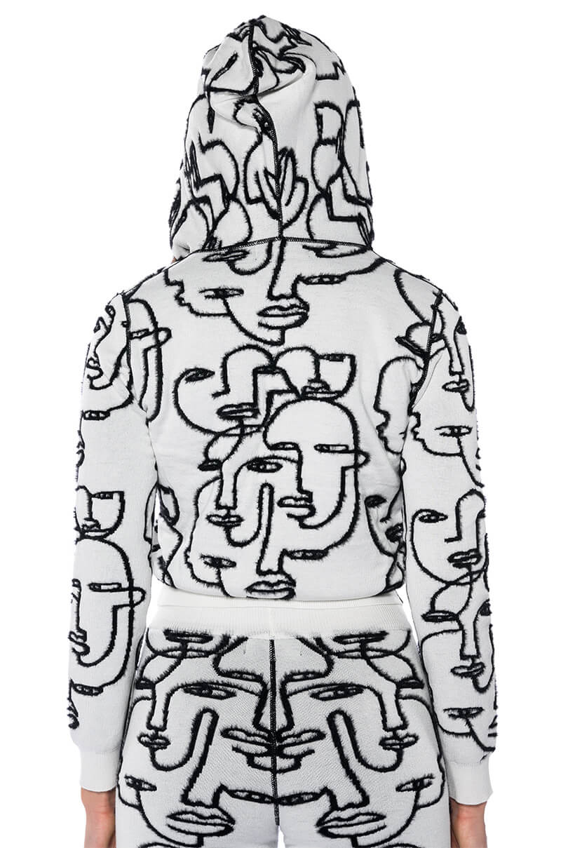 SHE'S GIVING ART LONG SLEEVE HOODED SWEATER