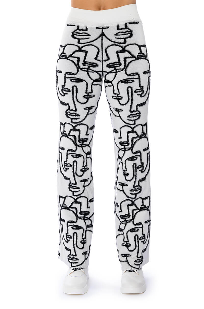 SHE'S GIVING ART REVERSIBLE WIDE LEG KNIT PANT