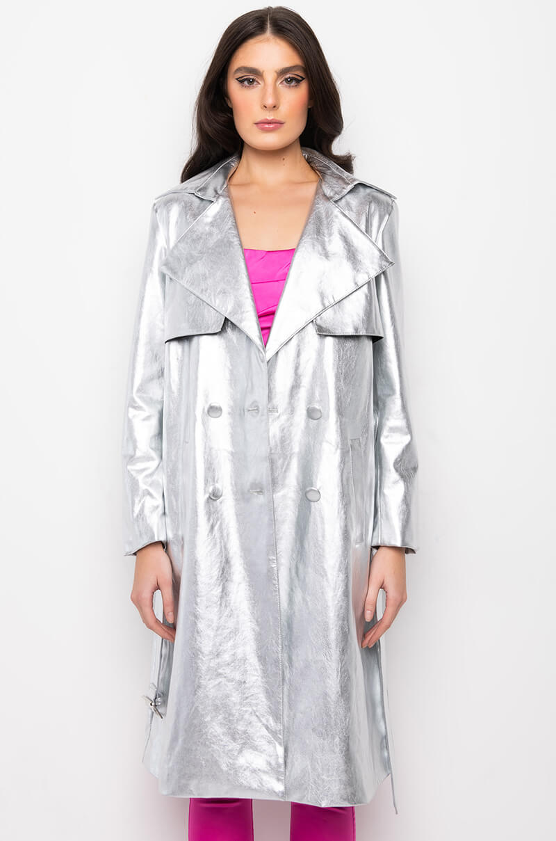 KAIVE SILVER TRENCH COAT