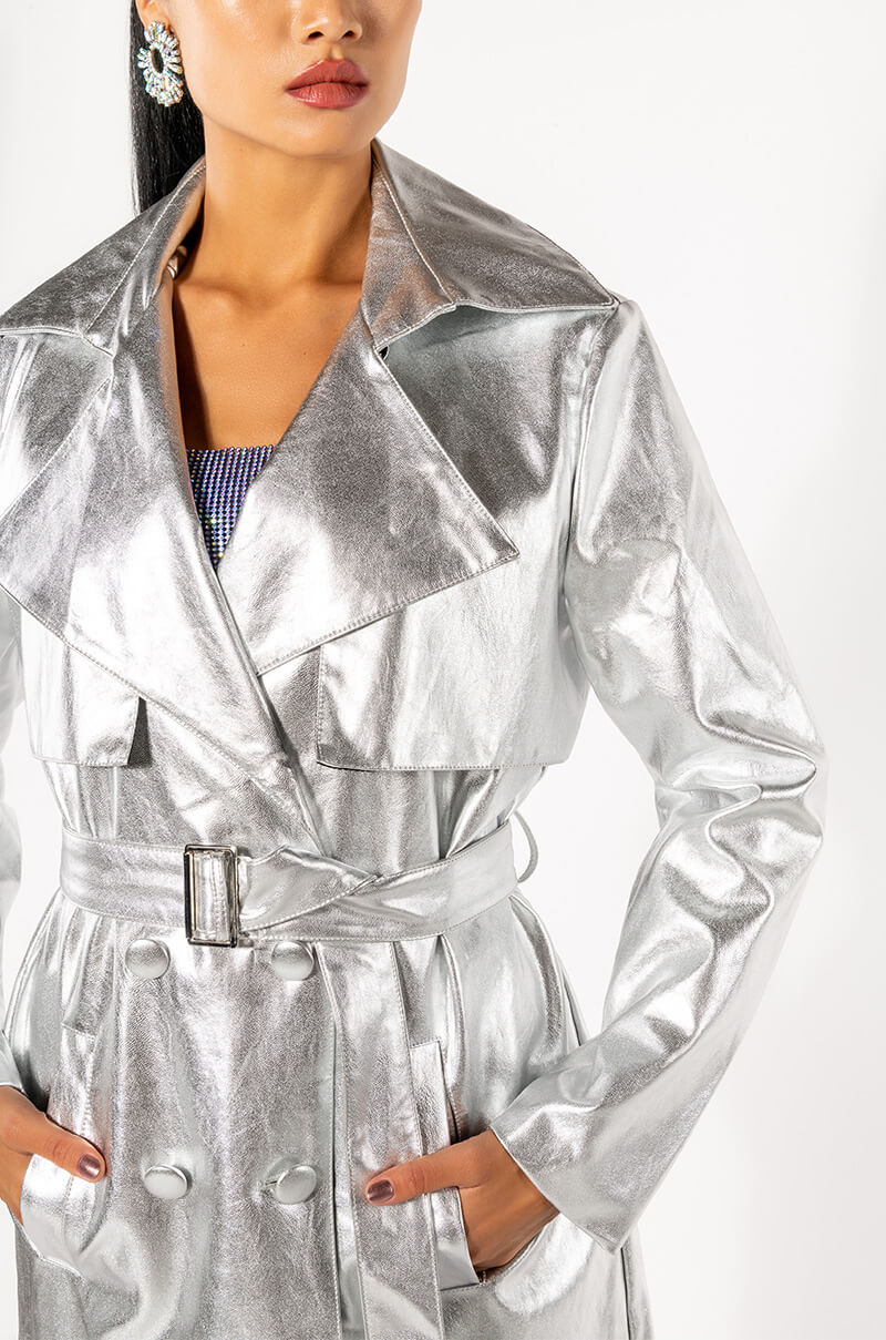 KAIVE SILVER TRENCH COAT