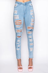 SHOW ME BABY DISTRESSED SKINNY JEANS