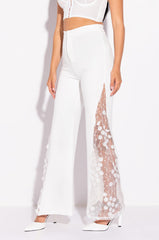 LILA FLORAL DETAIL WIDE LEG PANT