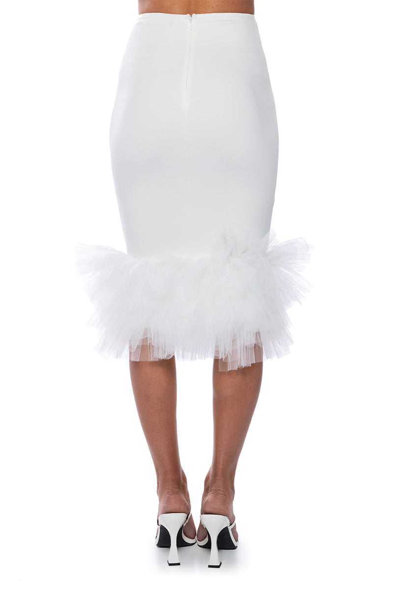 SITTING PRETTY TULLE DETAIL PENCIL SKIRT