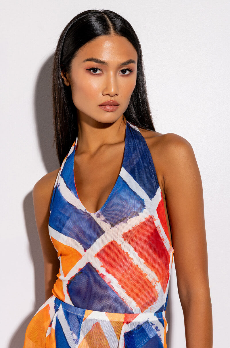 SKYART X AKIRA HALTER TOP MESH BODYSUIT