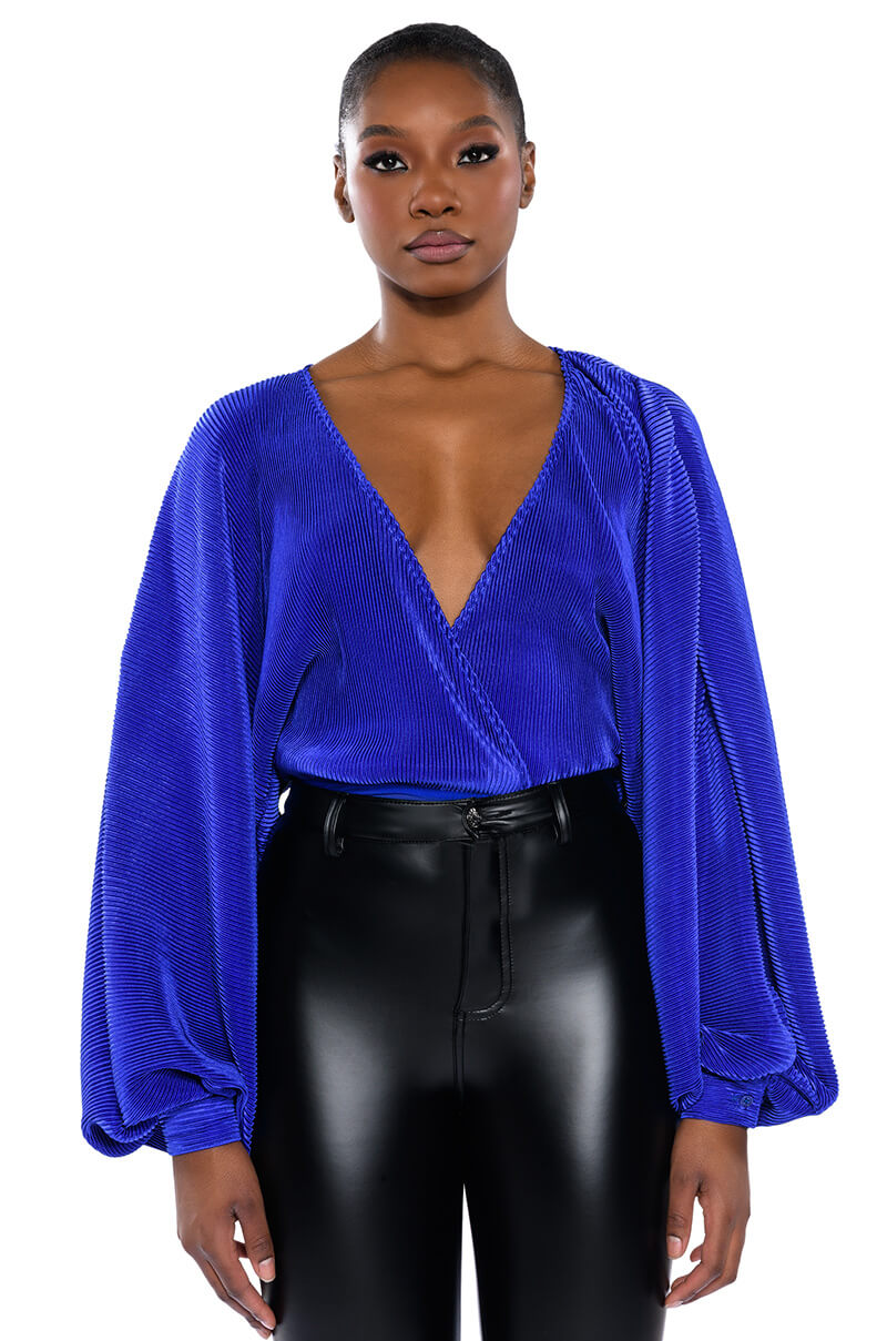 SLOW MOTION LONG SLEEVE WRAP FRONT BODYSUIT
