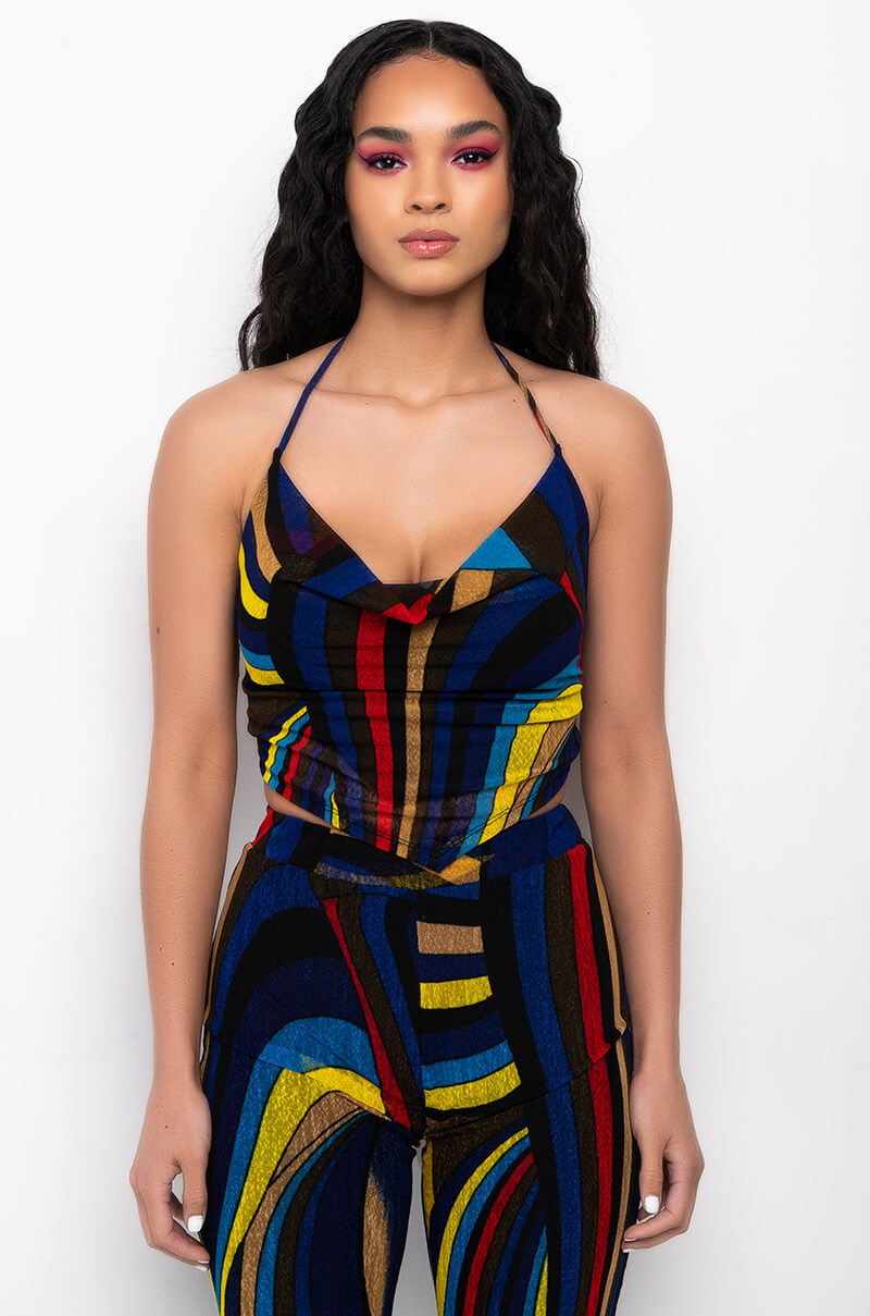 SO GOOD COWL NECK MESH BLOUSE