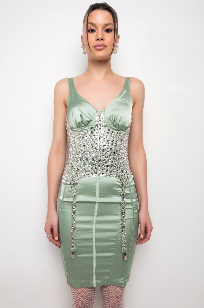 SO UNBELIEVABLE RHINESTONE CLEAR CORSET