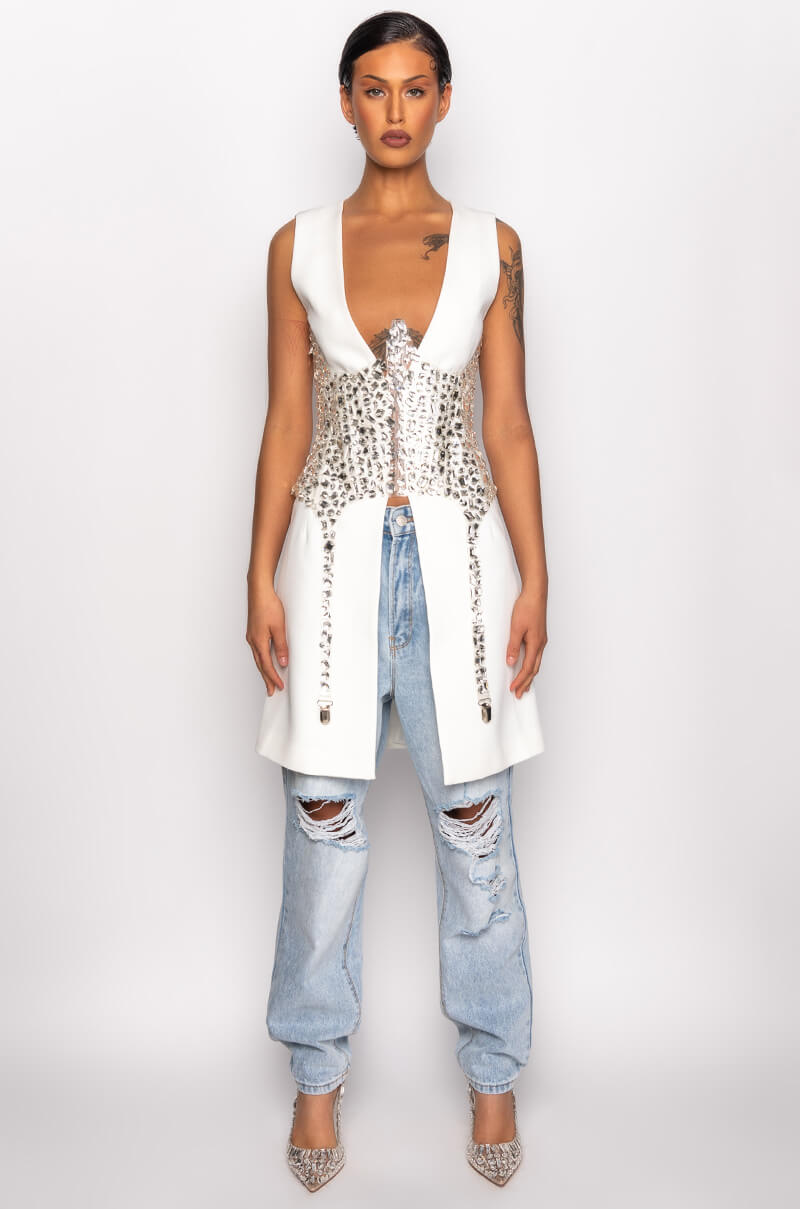 SO UNBELIEVABLE RHINESTONE CLEAR CORSET