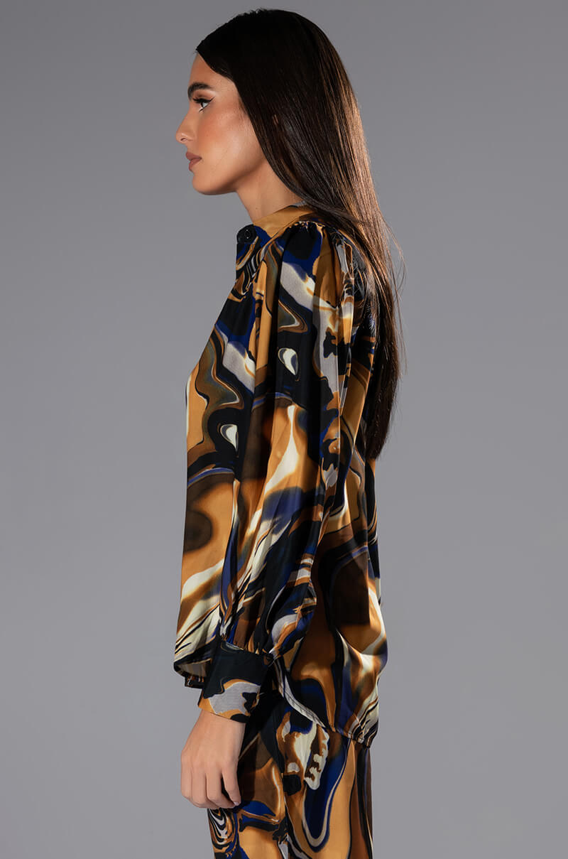 SOLARIS PRINTED BUTTON DOWN BLOUSE