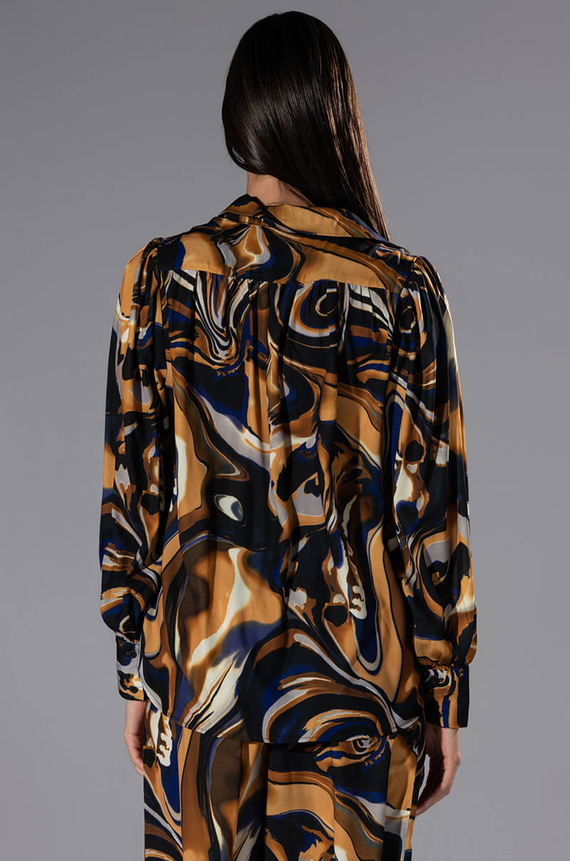 SOLARIS PRINTED BUTTON DOWN BLOUSE