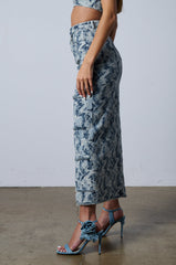 SOLEIL DISTRESSED DENIM MAXI SKIRT