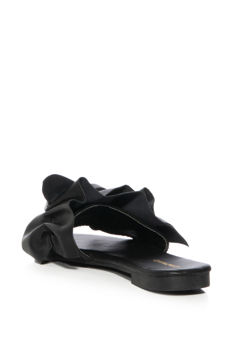 JILL FLAT PU SANDAL IN BLACK