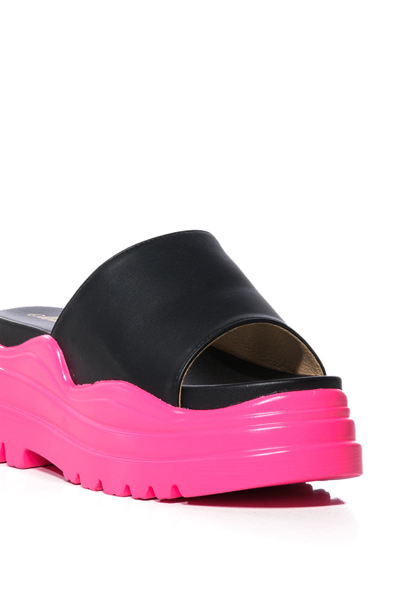 SKITTLES PINK CHUNKY SLIP ON SANDAL