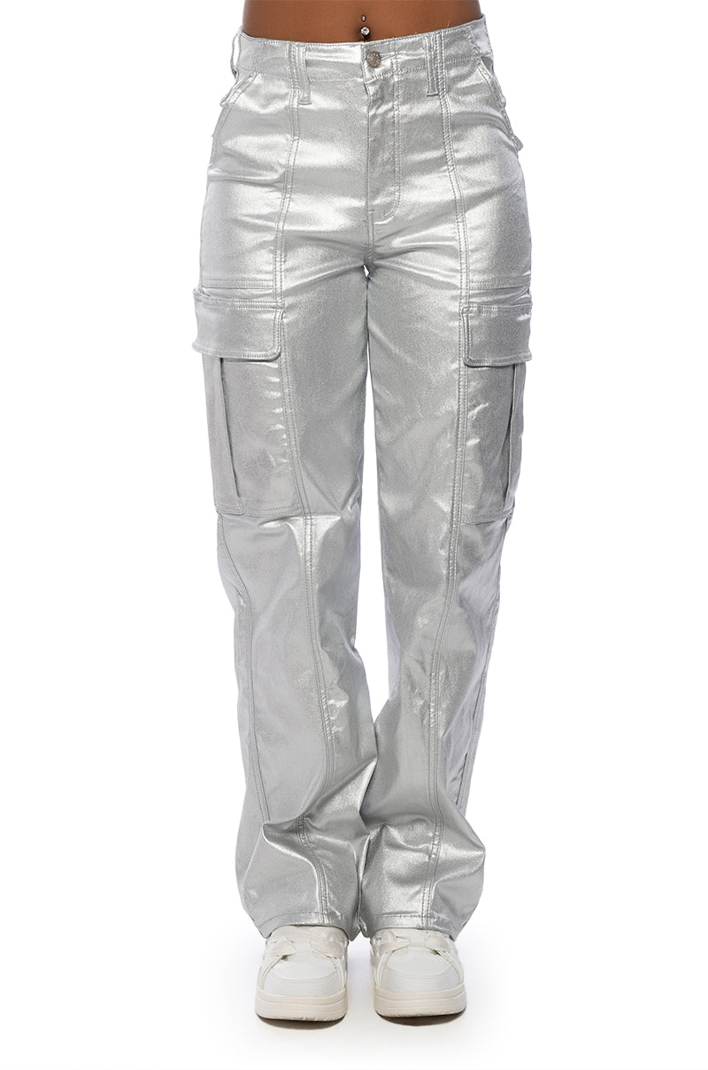 SPACE CADET WIDE LEG METALLIC PANT