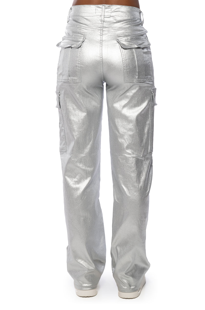 SPACE CADET WIDE LEG METALLIC PANT