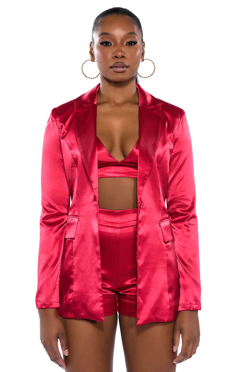 SPRING STATIN BLAZER WITH OPEN ARM