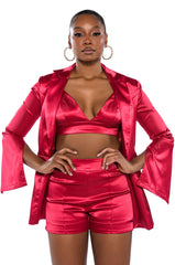 SPRING STATIN BLAZER WITH OPEN ARM