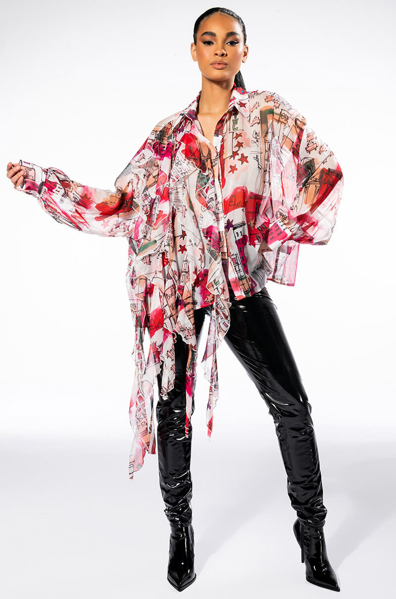 STAND OUT RUFFLE DETAIL BLOUSE