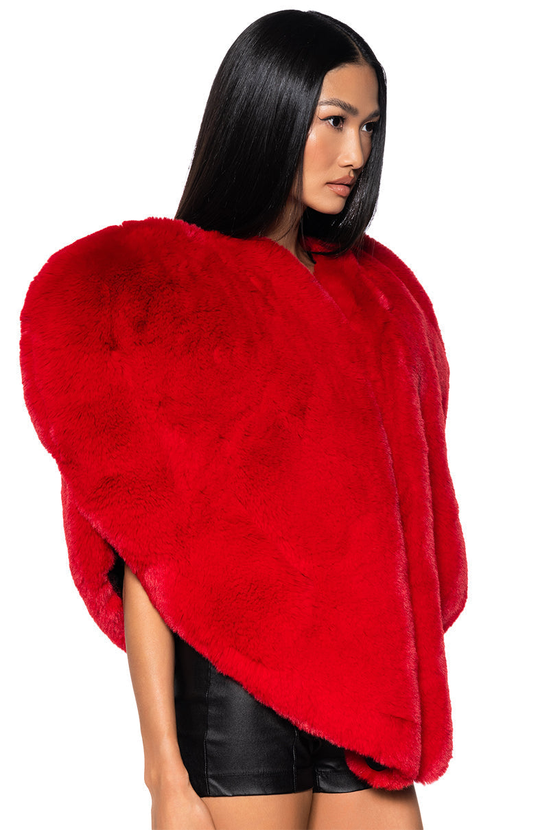STAR CROSSED LOVER FAUX FUR HEART VEST