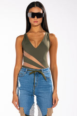 STARS ALIGN SLEEVELESS VNECK CUTOUT BODYSUIT