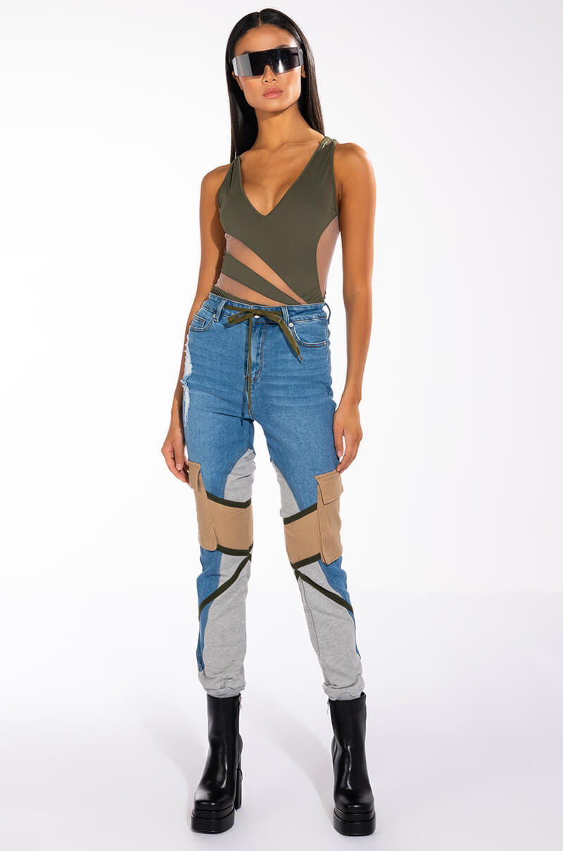 STARS ALIGN SLEEVELESS VNECK CUTOUT BODYSUIT