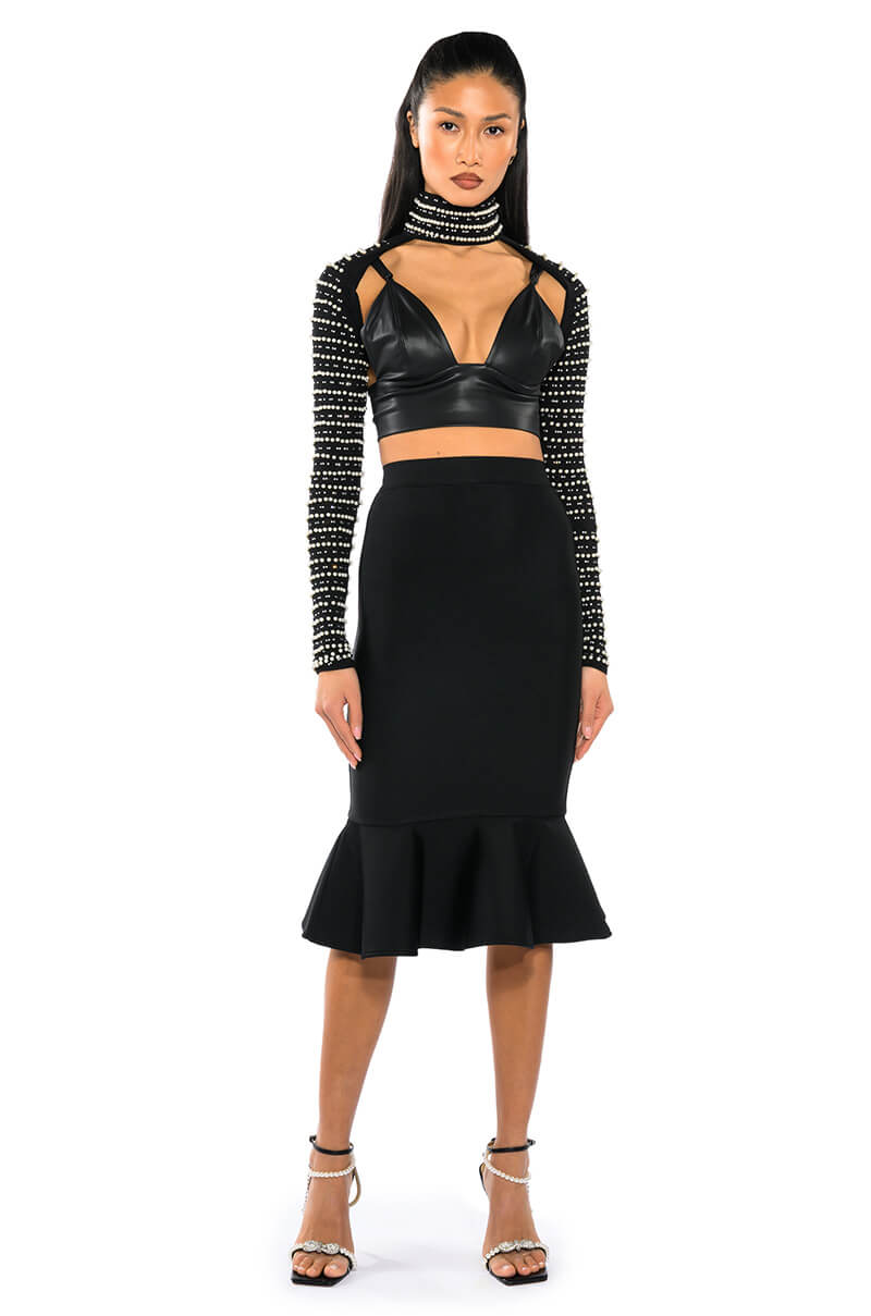 STELLA BEADED ULTRA CROP TURTLENECK LAYERING TOP