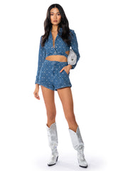 STELLA RHINESTONE DENIM SHORTS