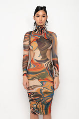 STICK TO THE SCRIPT MIDI MESH DRESS WITH OPEN BACK