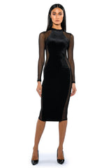 STOP AND STARE MESH DETAIL MIDI DRESS