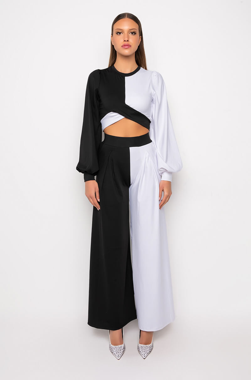 NALA COLORBLOCK CROPPED BLOUSE