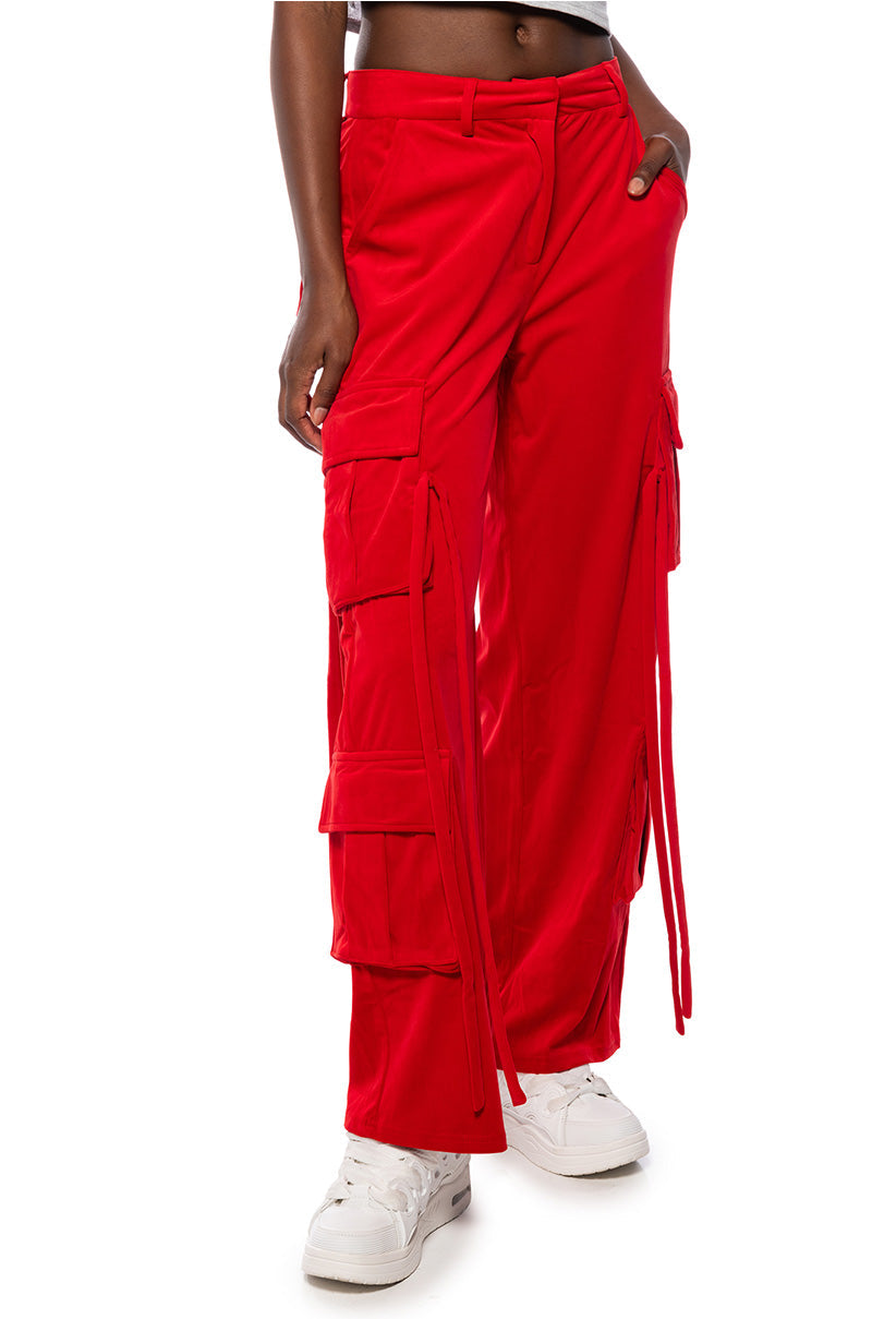 STYLIST WIDE LEG VELVET CARGO PANTS